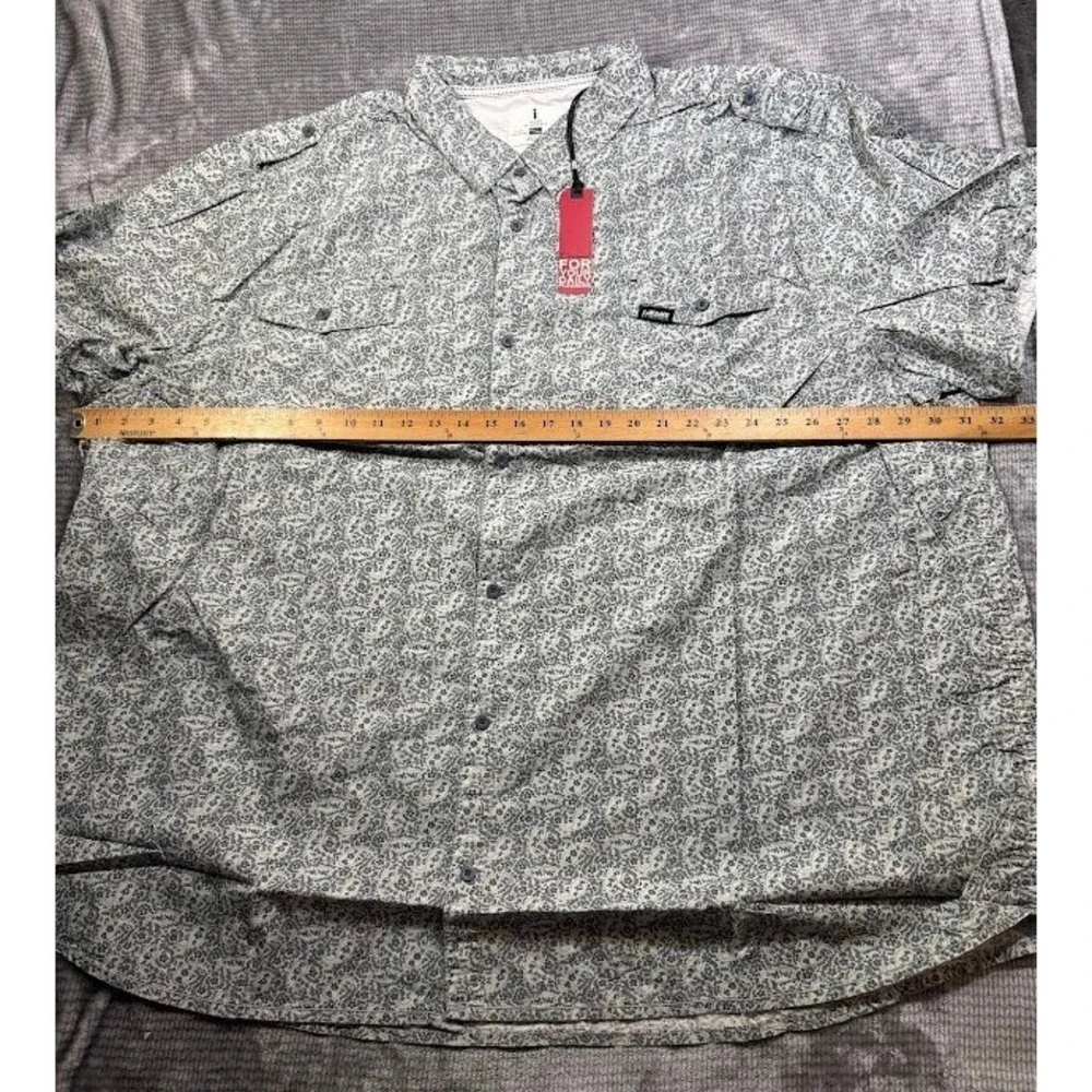 Buffalo David Bitton J-Jeans Mens 4XL Floral Paisley Button Down Shirt Grey NEW